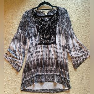 Chico's Black and White Patterned Tunic